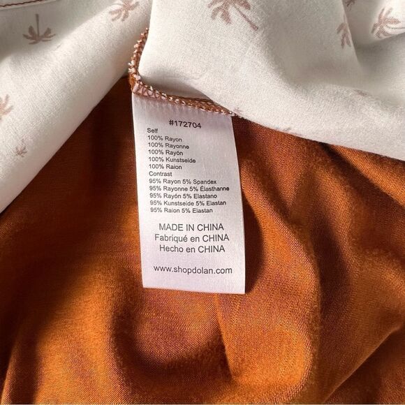 Dolan Anthropologie Brown & White Palm Tree Patterned Colorblock Tank Top - Picture 9 of 9